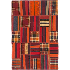 Unique Loom 4' x 5' 10 Kilim Patchwork Rug