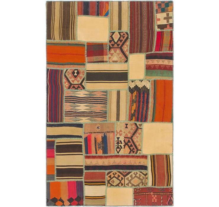 3' 10 x 6' 3 Kilim Patchwork Rug