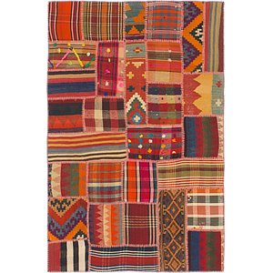 Unique Loom 4' x 6' 3 Kilim Patchwork Rug