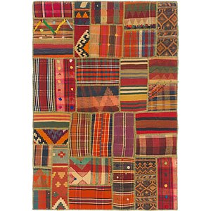 4' 3 x 6' 2 Kilim Patchwork Rug