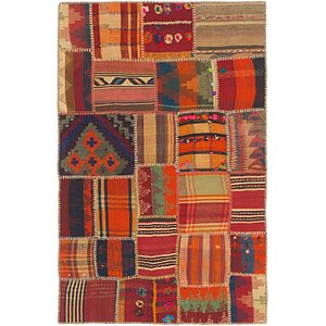 3' 4 x 5' 2 Kilim Patchwork Rug