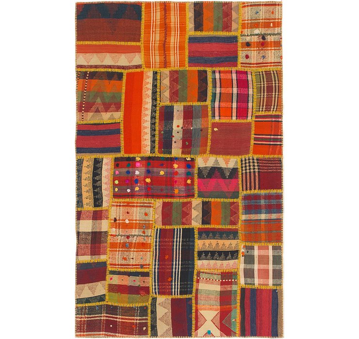 3' 10 x 6' 3 Kilim Patchwork Rug