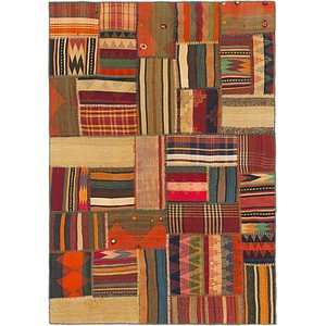 Unique Loom 4' 10 x 7' Kilim Patchwork Persian...