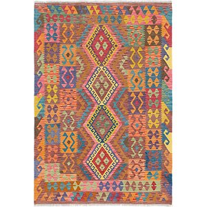 Unique Loom 4' x 6' 2 Kilim Maymana Rug