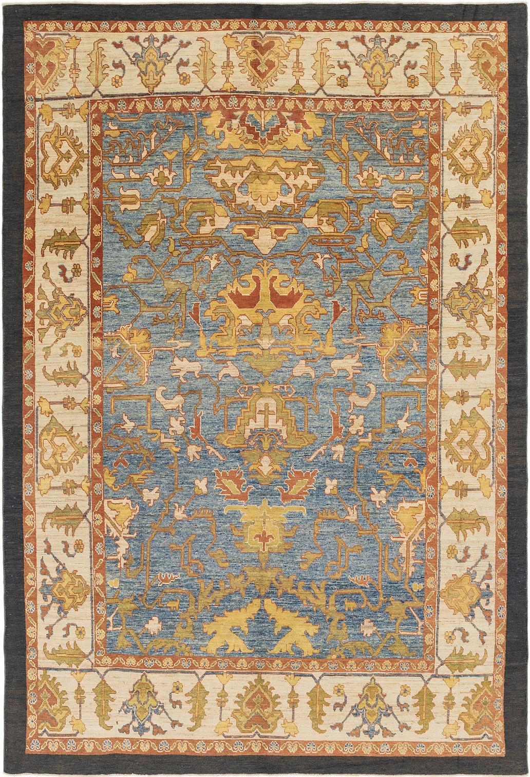 Blue Unique Loom 10 6 X 15 3 Oushak Rug Oriental Rugs Com Main Unique Loom 10 6 X 15 3 Oushak Rug Photo