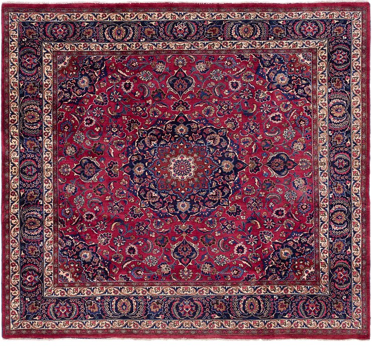 9' 4 x 10' 3 Mashad Persian Square Rug