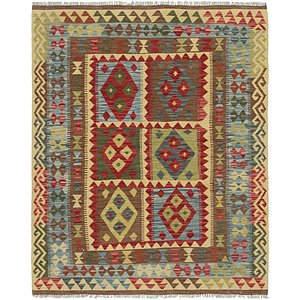 5' 2 x 6' 3 Kilim Maymana Square Rug