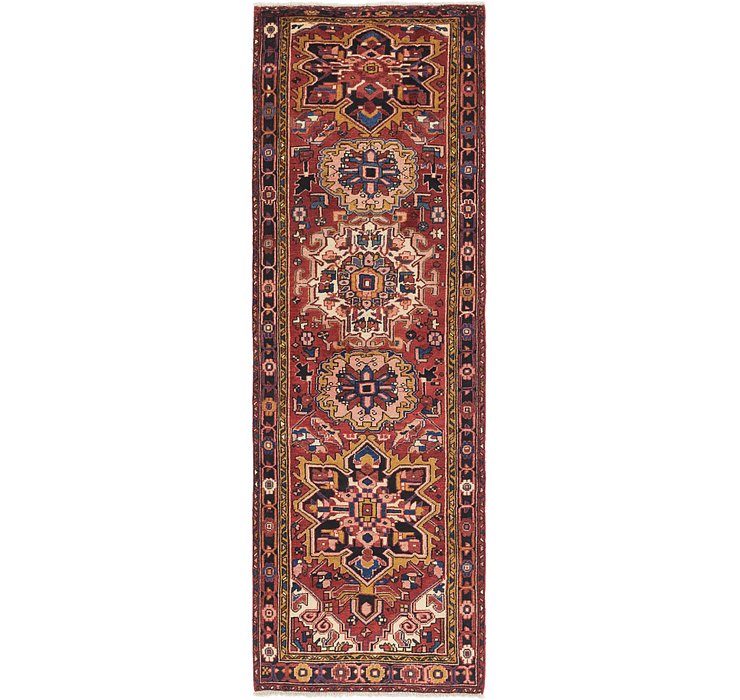 3' 4 x 10' 9 Heriz Persian Runner Rug