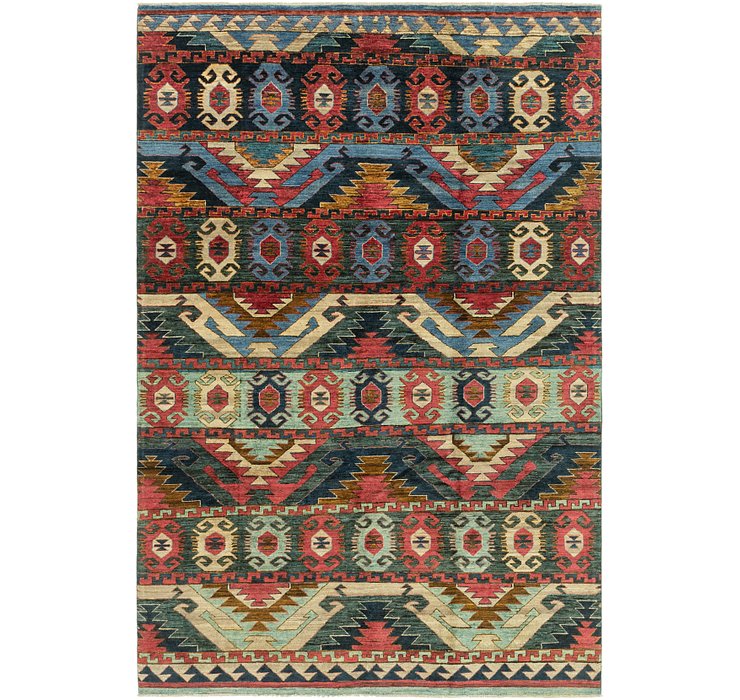 HandKnotted 6' 4 x 9' 9 Ikat Rug