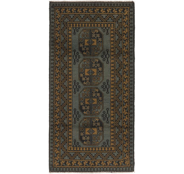 3' 2 x 6' 5 Afghan Akhche Runner Rug