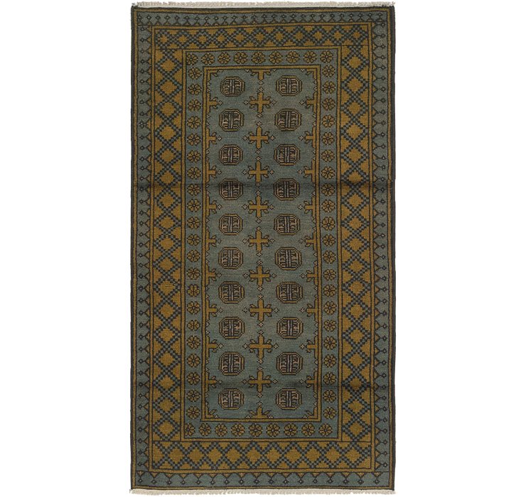 3' 2 x 6' 2 Afghan Akhche Runner Rug