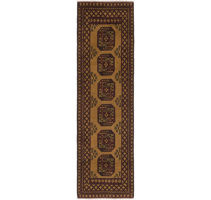 2' 7 x 9' 8 Afghan Akhche Runner Rug