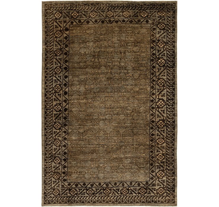 HandKnotted 6' 6 x 9' 9 Khotan Ziegler Rug