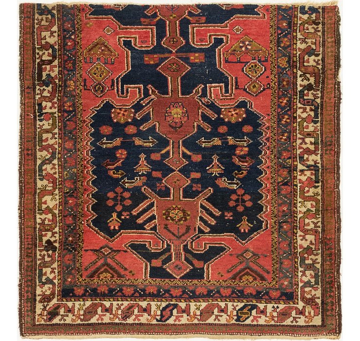 HandKnotted 4' x 4' 3 Hamedan Persian Square ...