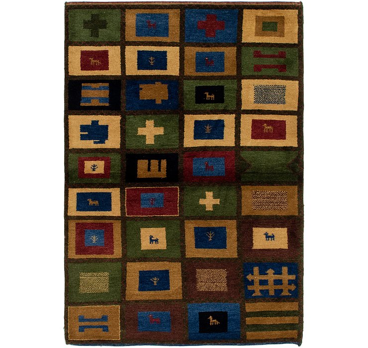 4' 3 x 6' Shiraz-Gabbeh Persian Rug