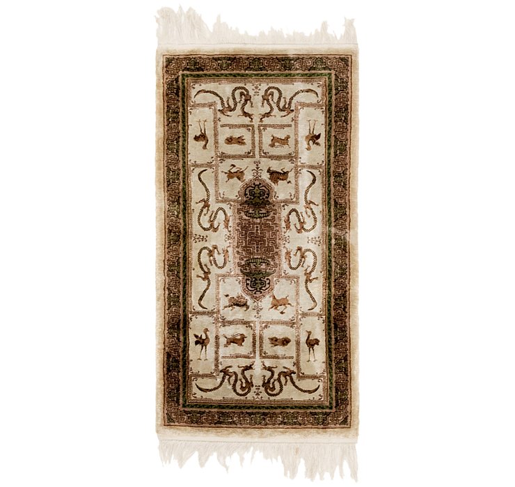 1' 7 x 3' Antique Finish Oriental...