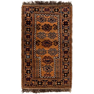 2' 4 x 4' Afghan Akhche Rug