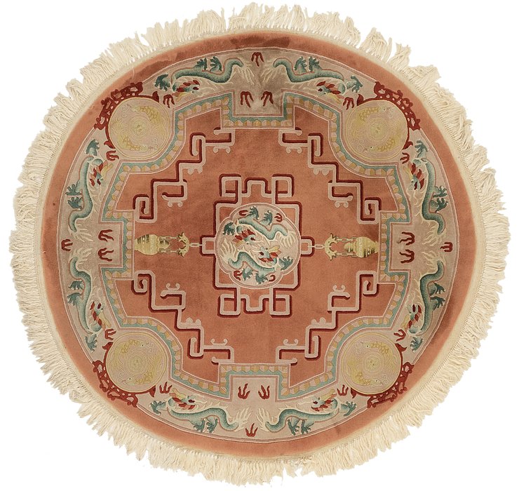 6' 2 x 6' 5 Carved Pekin Round Rug