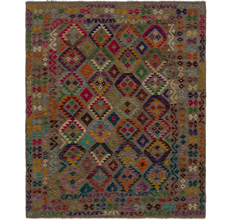 7' x 8' 2 Kilim Modern Square Rug