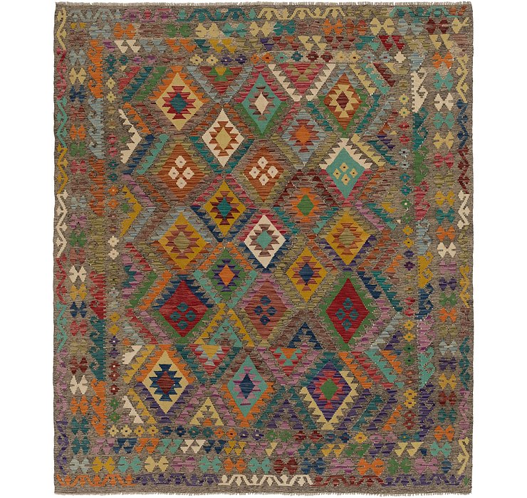 6' 10 x 8' Kilim Modern Square Rug