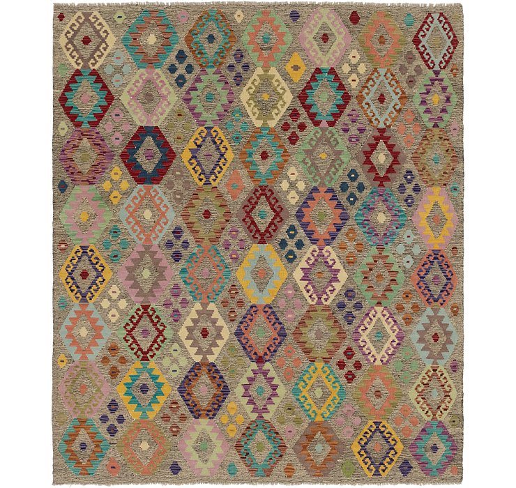 7' x 8' 2 Kilim Modern Square Rug
