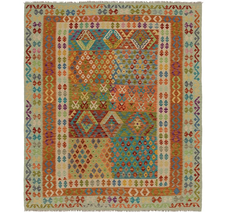 7' x 8' 2 Kilim Maymana Square Rug