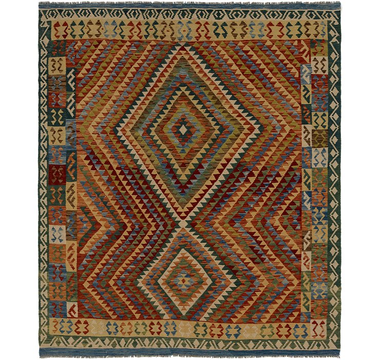 6' 8 x 8' Kilim Maymana Square Rug
