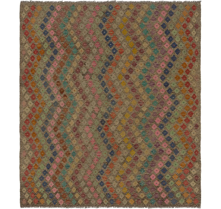 7' x 8' Kilim Modern Square Rug