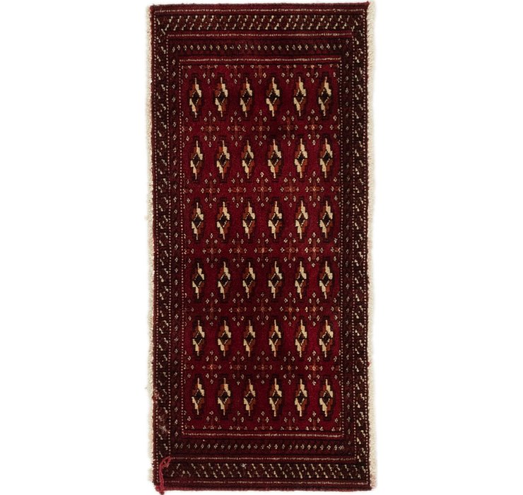 HandKnotted 1' 7 x 3' Torkaman Persian Rug