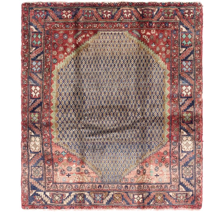 4' 9 x 5' 6 Hamedan Persian Square ...
