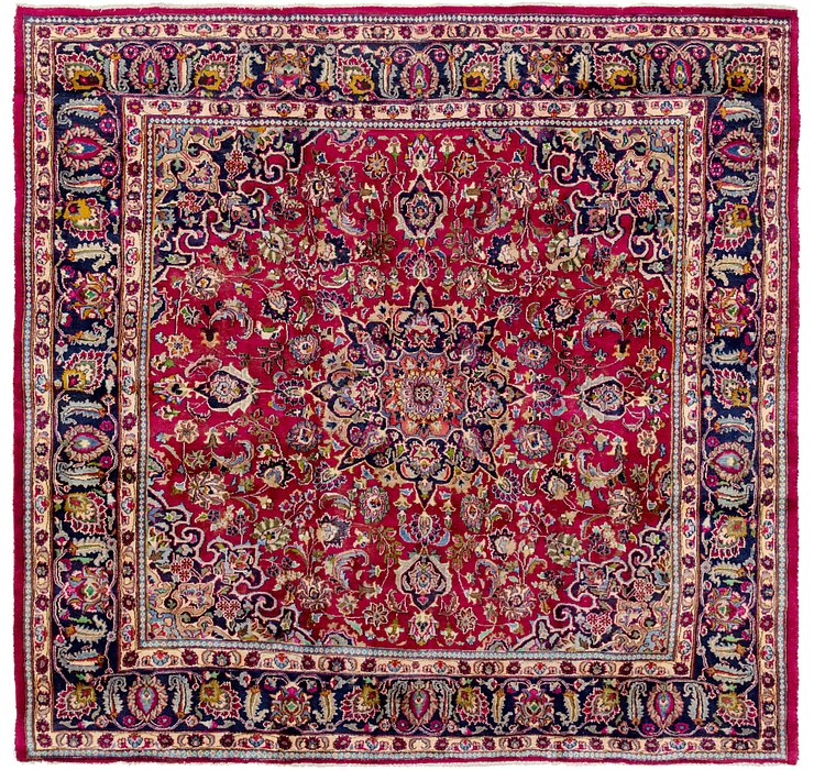9' 6 x 9' 9 Mashad Persian Square Rug