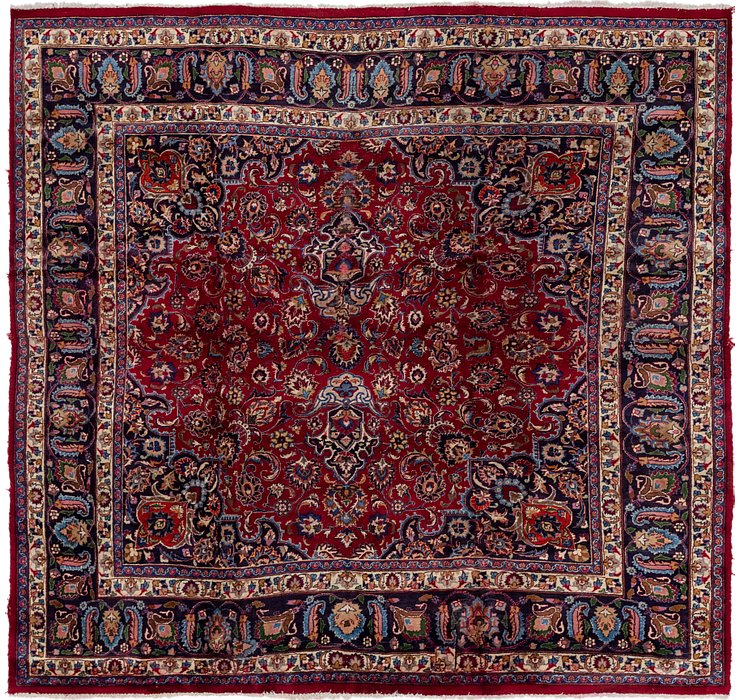 9' x 9' 3 Mashad Persian Square Rug