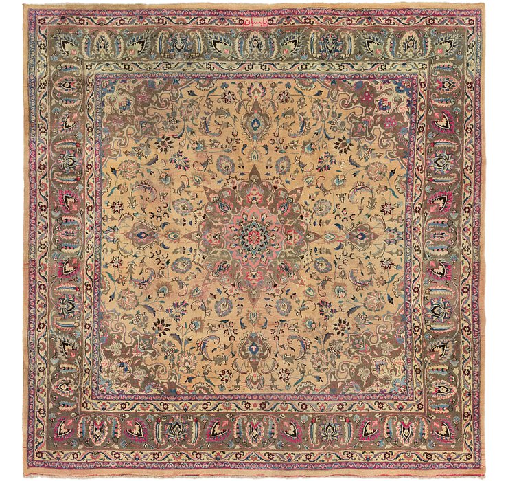 9' 6 x 10' Mashad Persian Square Rug