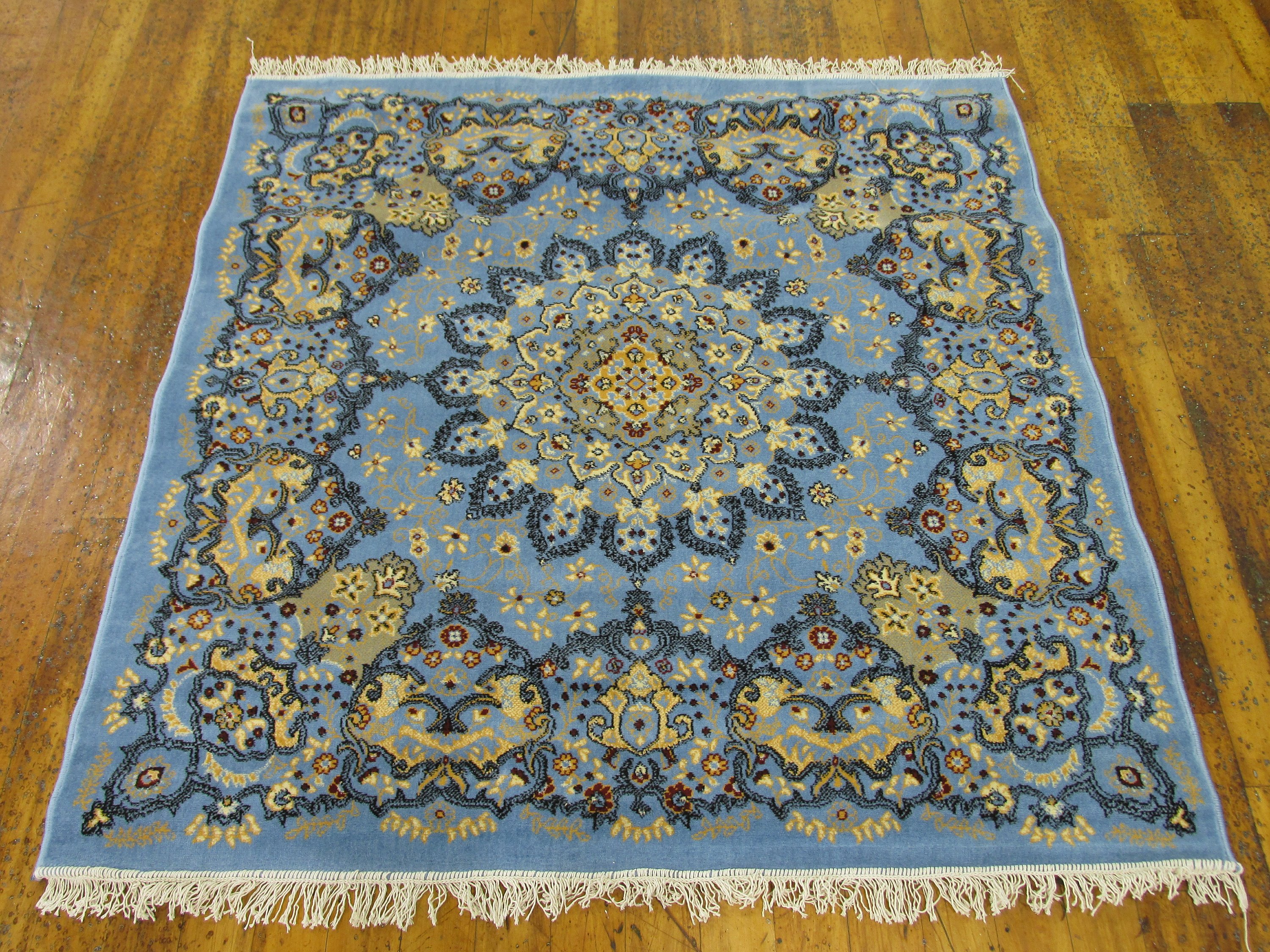 Blue 5' x 5' Mashad Design Square Rug Area Rugs eSaleRugs