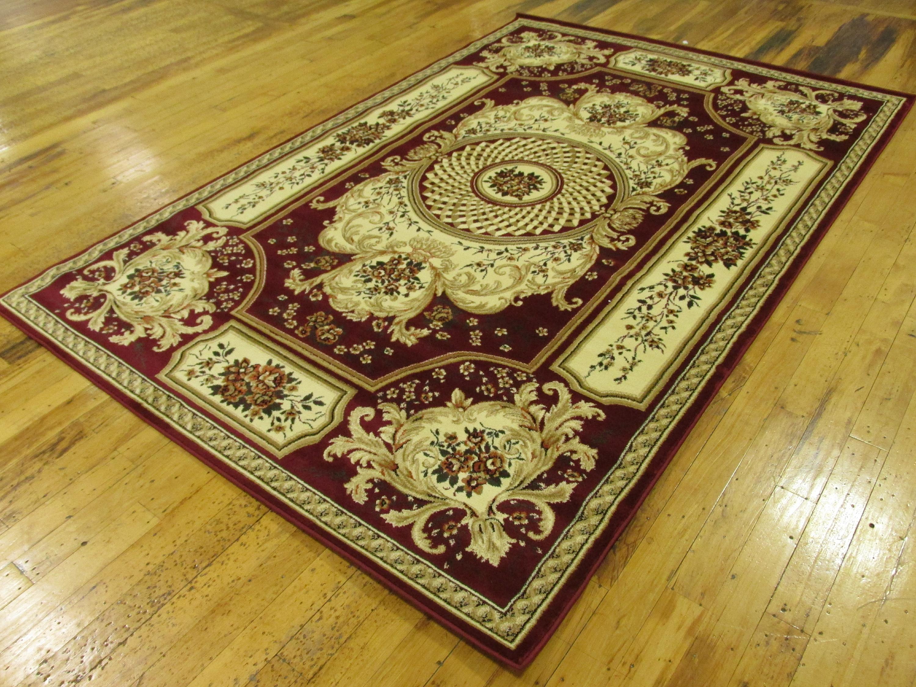 Burgundy 6' 7 x 9' 10 Classic Aubusson Rug eSaleRugs