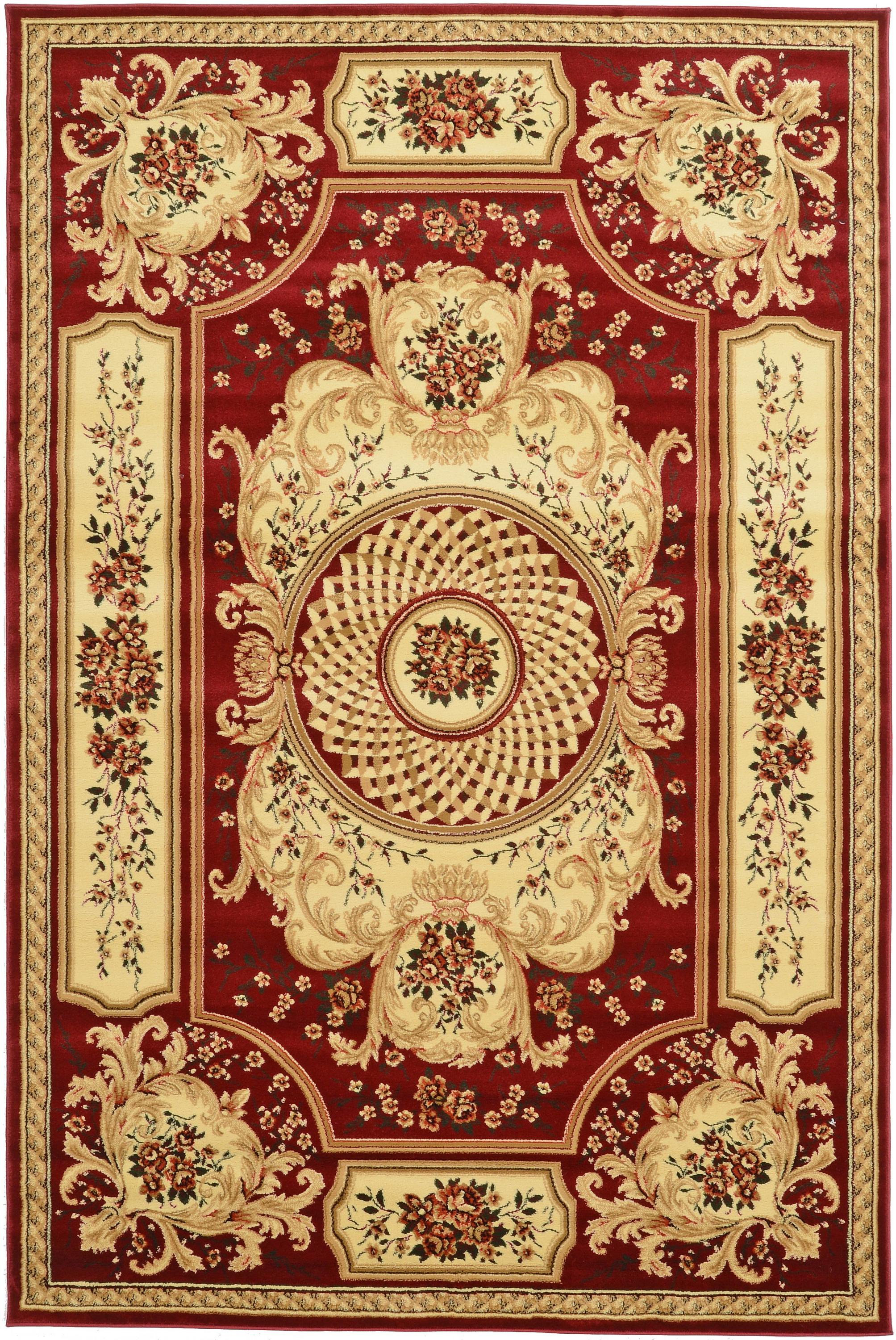 Burgundy 6' 7 x 9' 10 Classic Aubusson Rug eSaleRugs