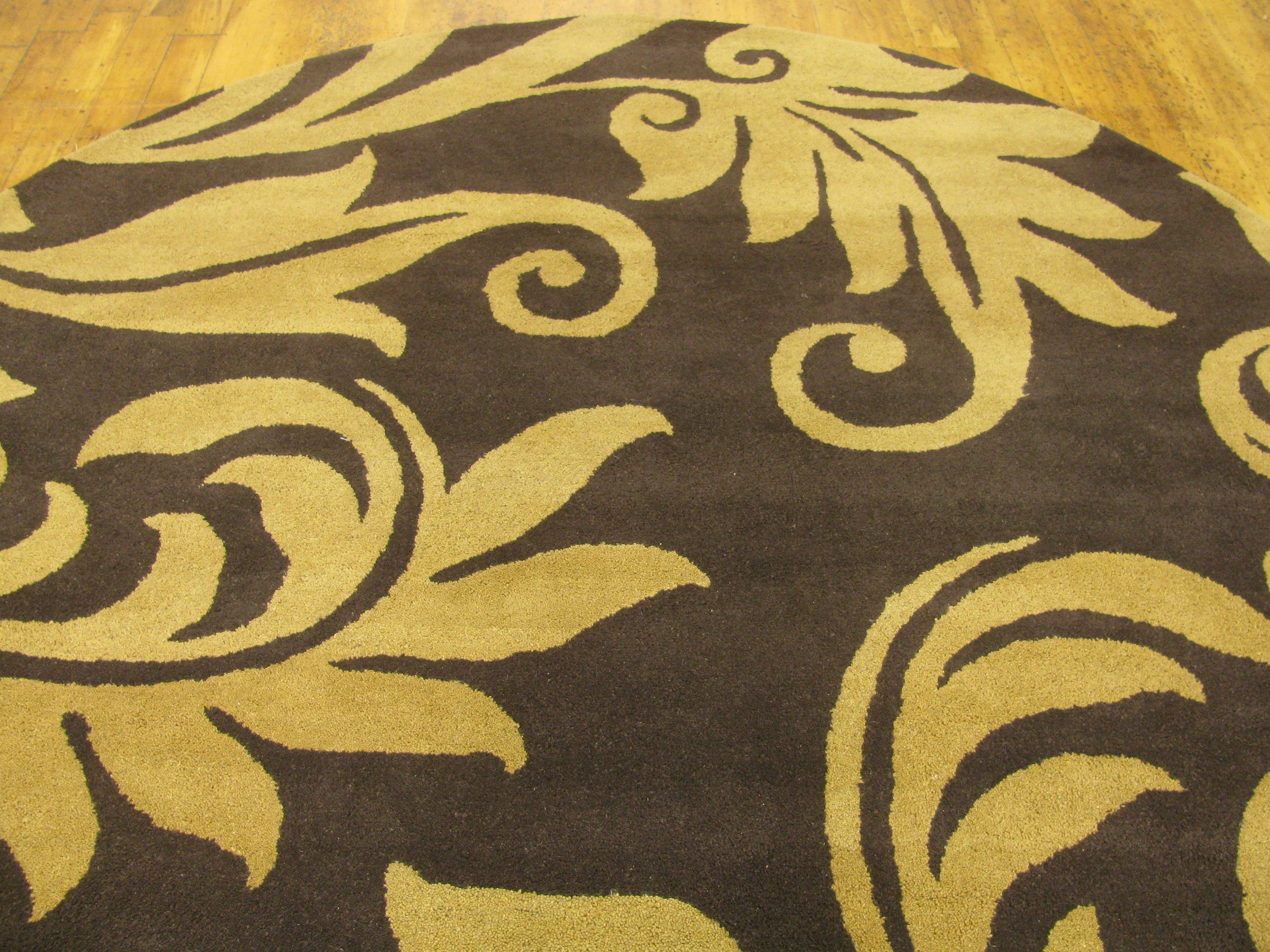 Brown 8' 1 x 8' 1 Floral Agra Round Rug Area Rugs eSaleRugs