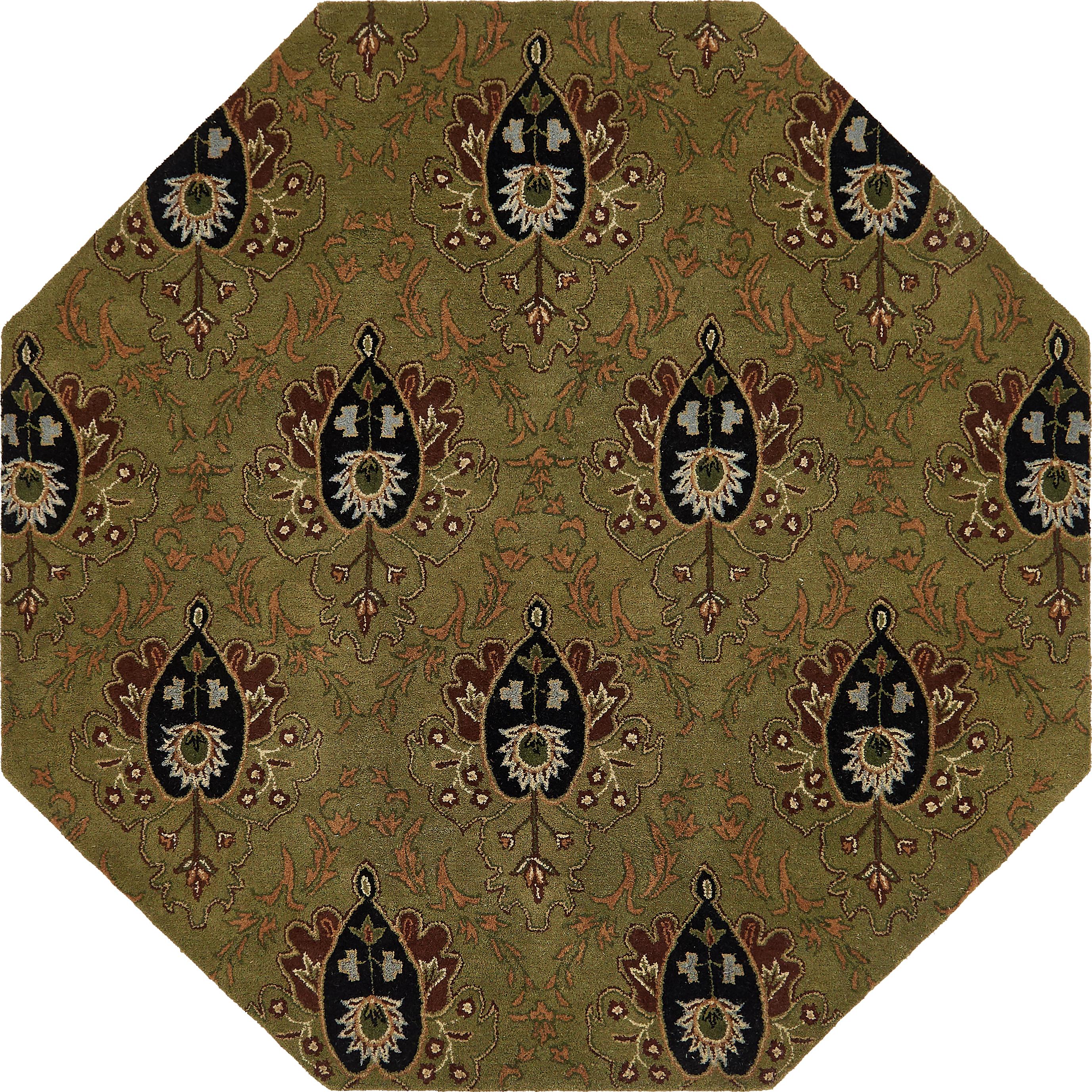 Green 8' 2 x 8' 2 Floral Agra Octagon Rug eSaleRugs