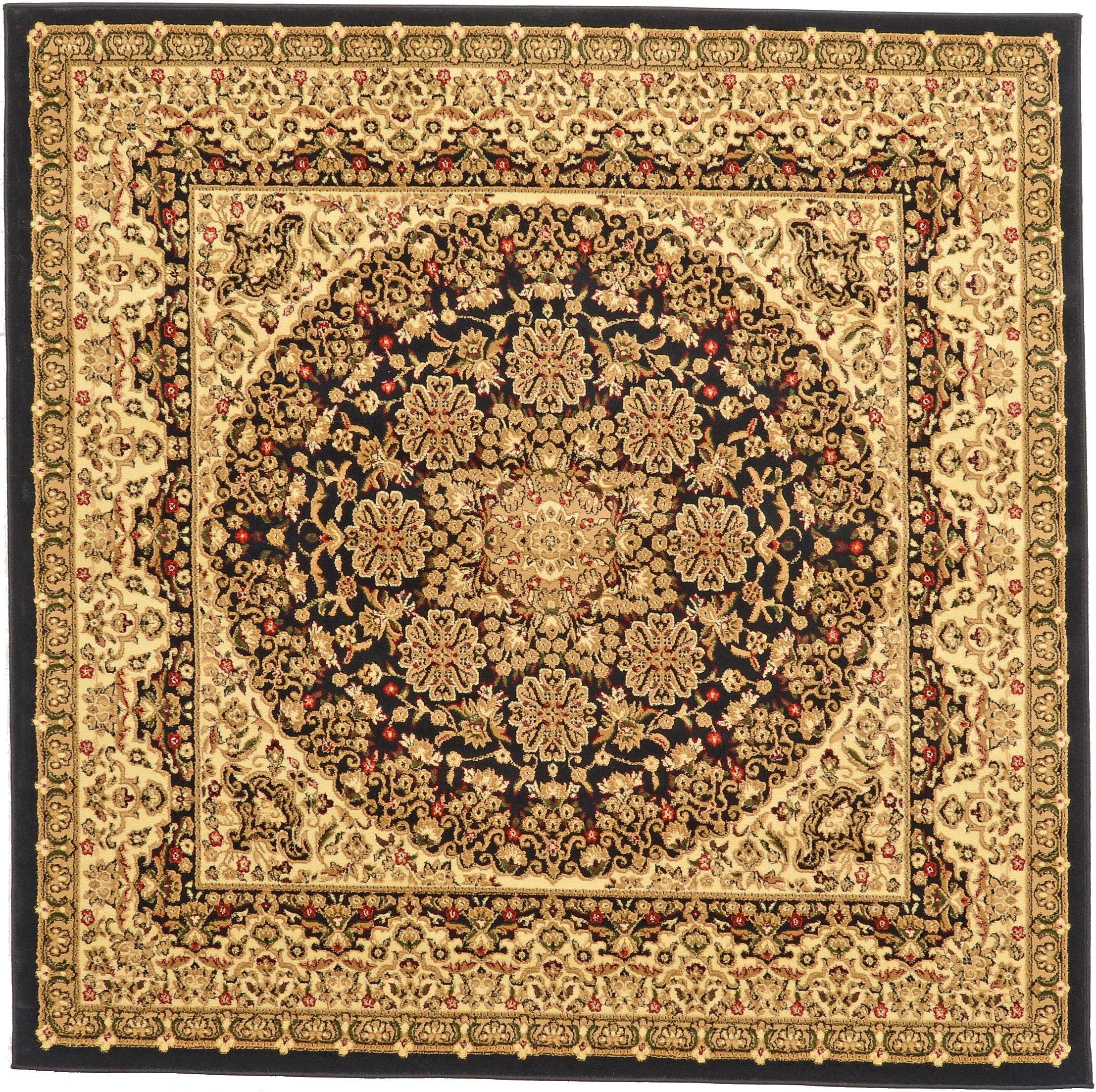 Black 6' 7 x 6' 7 Isfahan Design Square Rug eSaleRugs