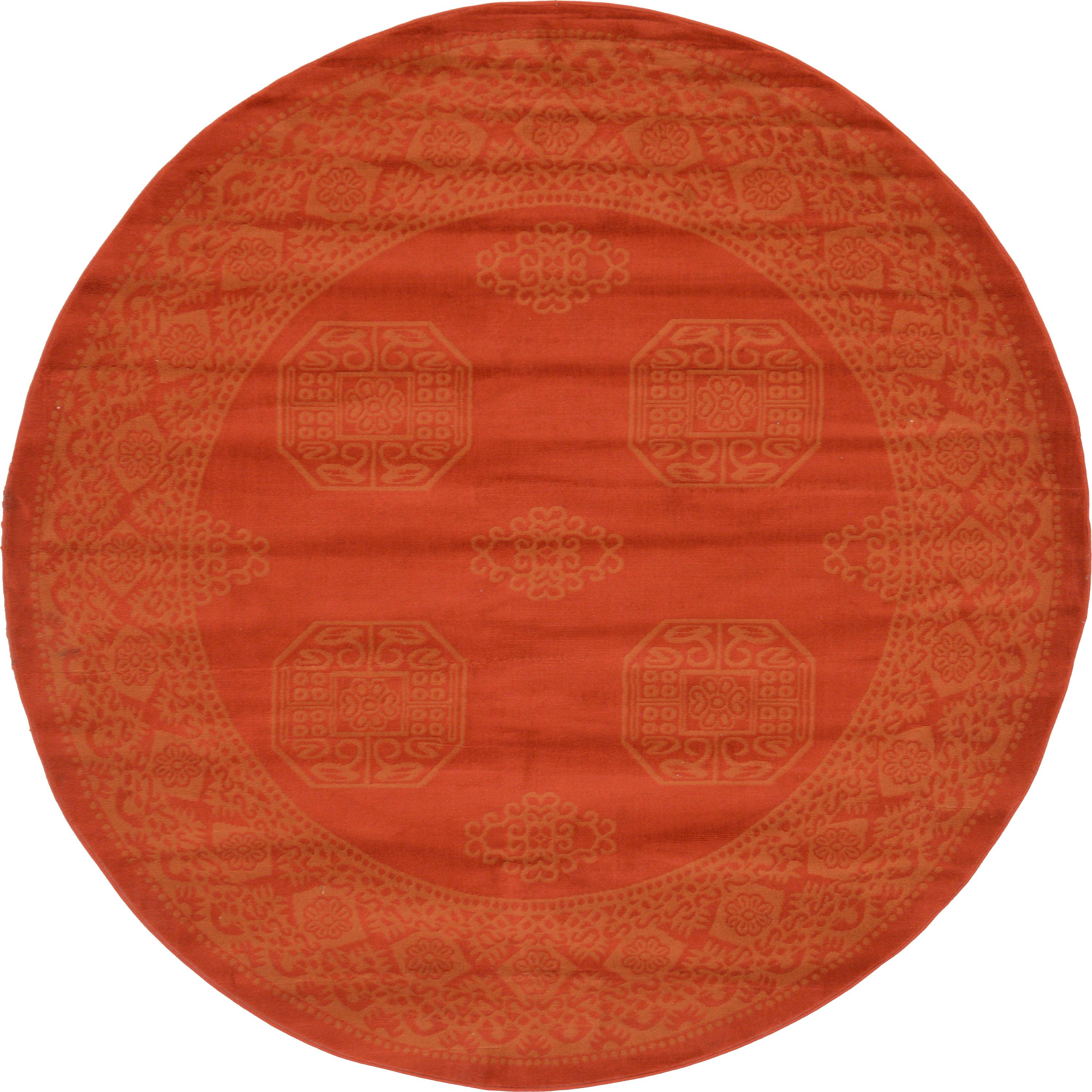 Orange 8' x 8' Bokhara Round Rug eSaleRugs