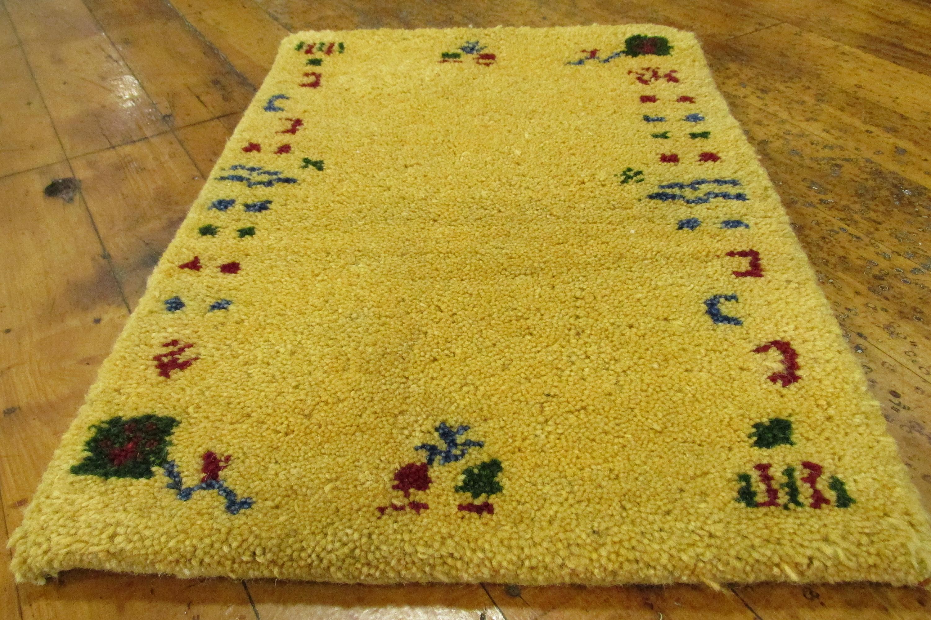 Yellow 1' 4 x 2' Indo Gabbeh Rug Rugs.ca