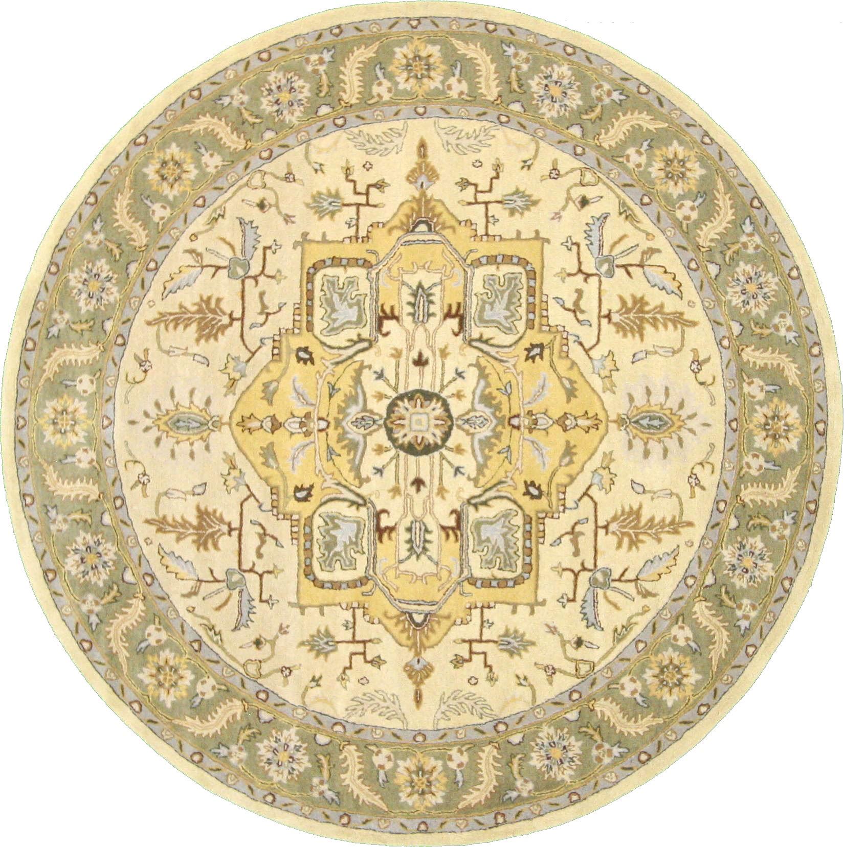 Beige 9' 10 x 9' 10 Geometric Agra Round Rug eSaleRugs