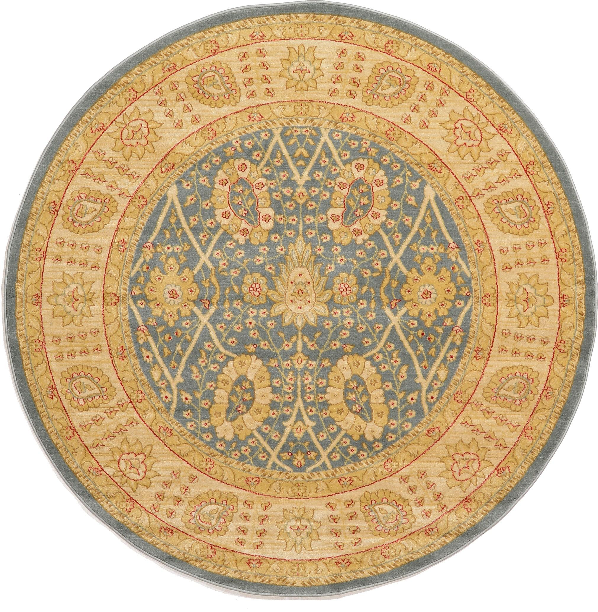 Light Blue 6' x 6' Kensington Round Rug eSaleRugs