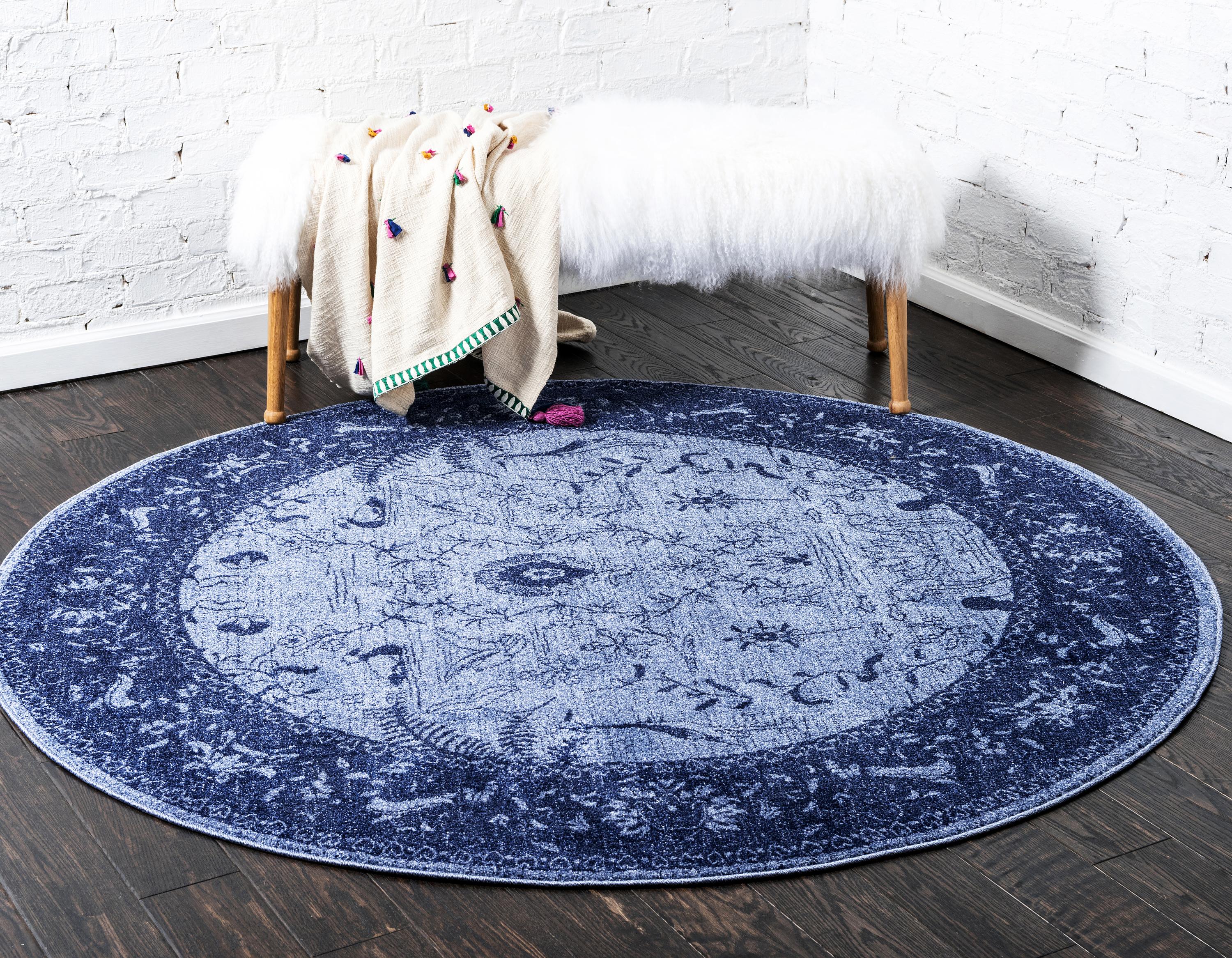 Blue 8' x 8' Vista Round Rug eSaleRugs