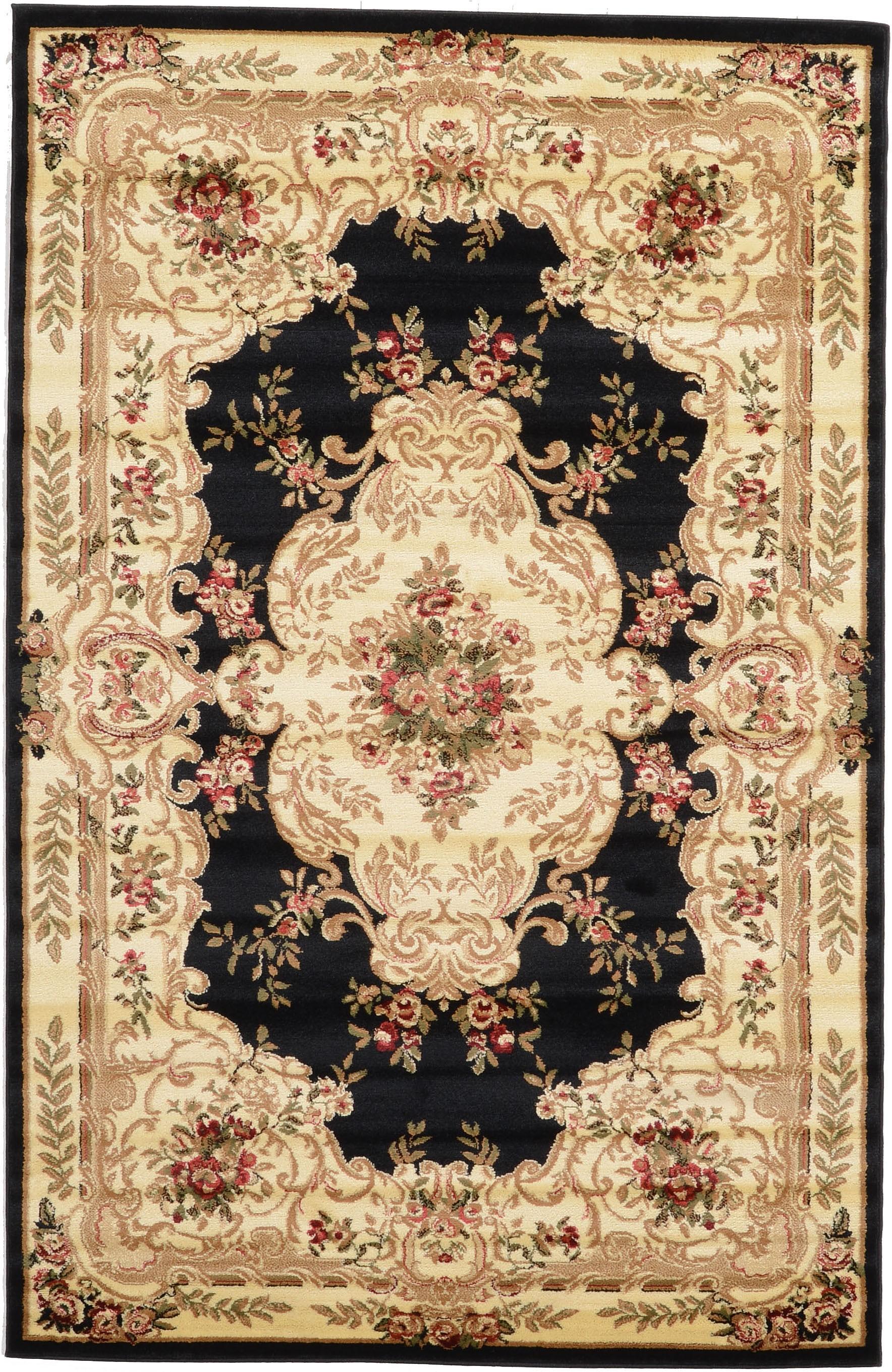 Black 5' x 8' Classic Aubusson Rug eSaleRugs