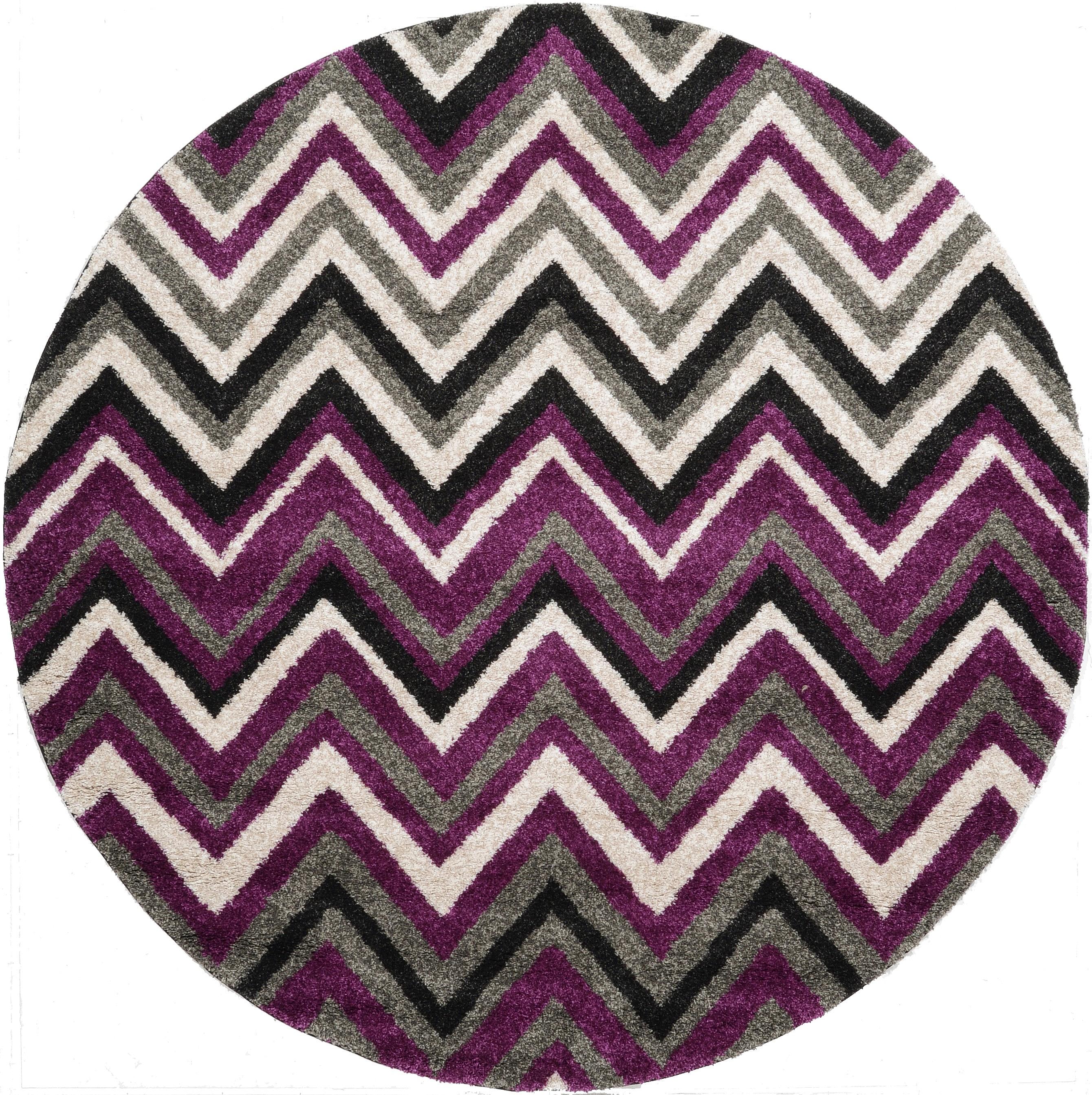 Purple 8' x 8' Chevron Round Rug eSaleRugs