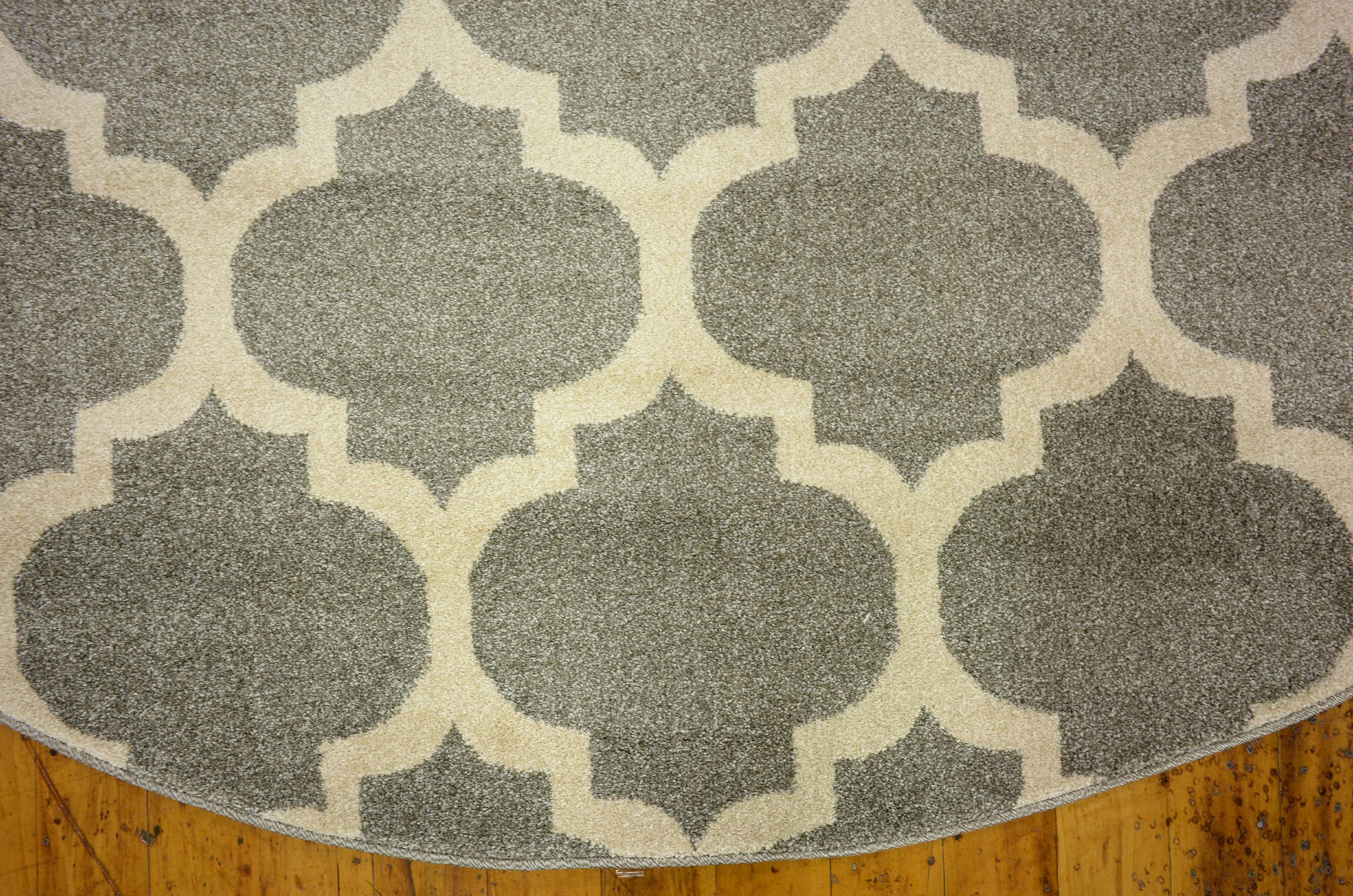 Dark Gray 8' x 8' Trellis Round Rug eSaleRugs