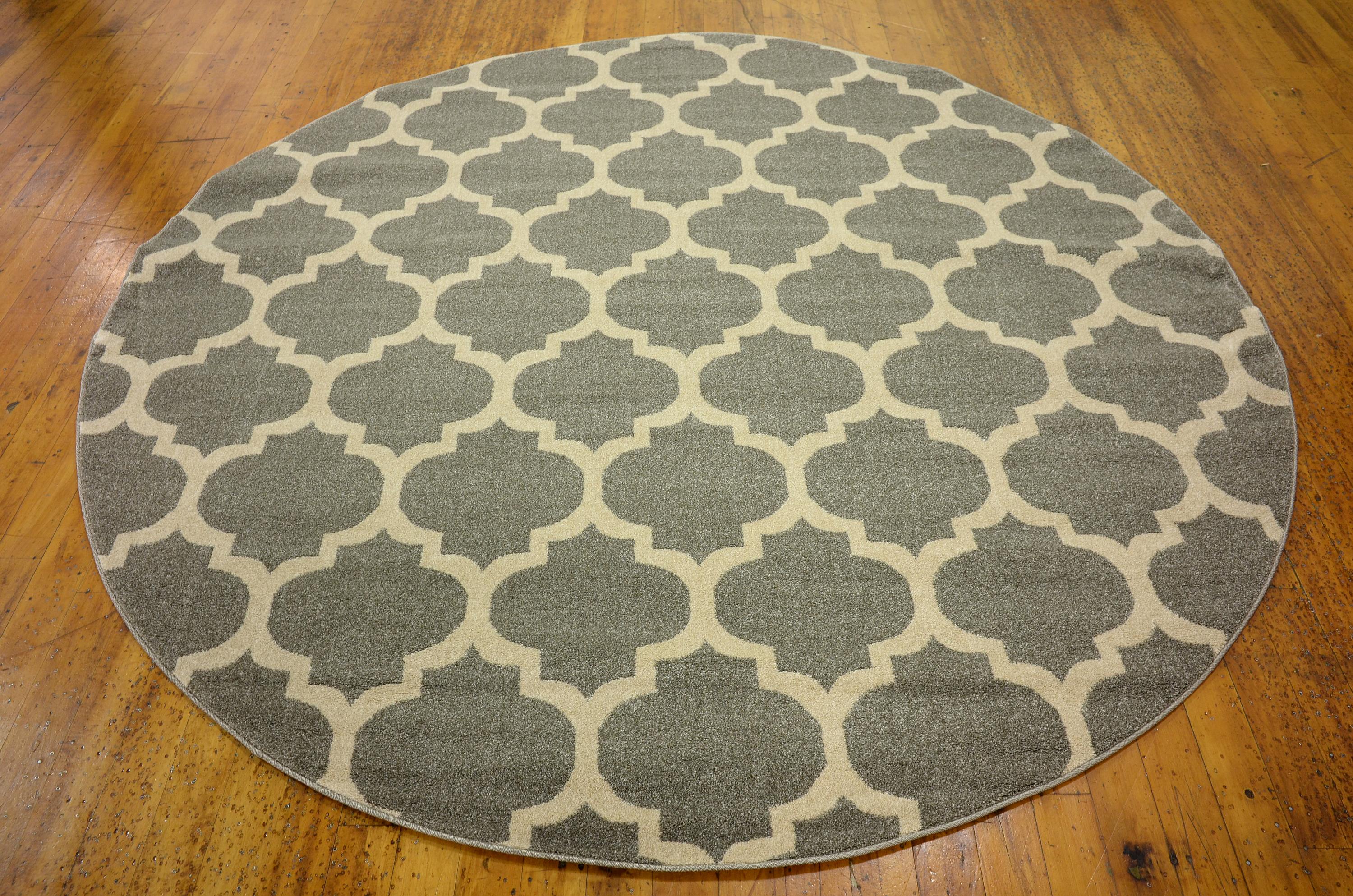 Dark Gray 8' x 8' Trellis Round Rug eSaleRugs
