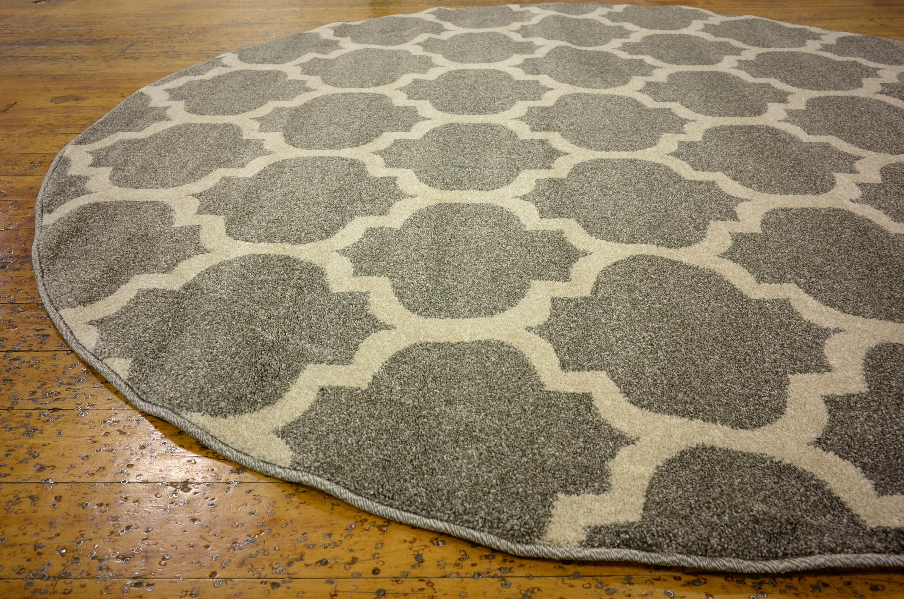 Dark Gray 6' x 6' Trellis Round Rug iRugs UK