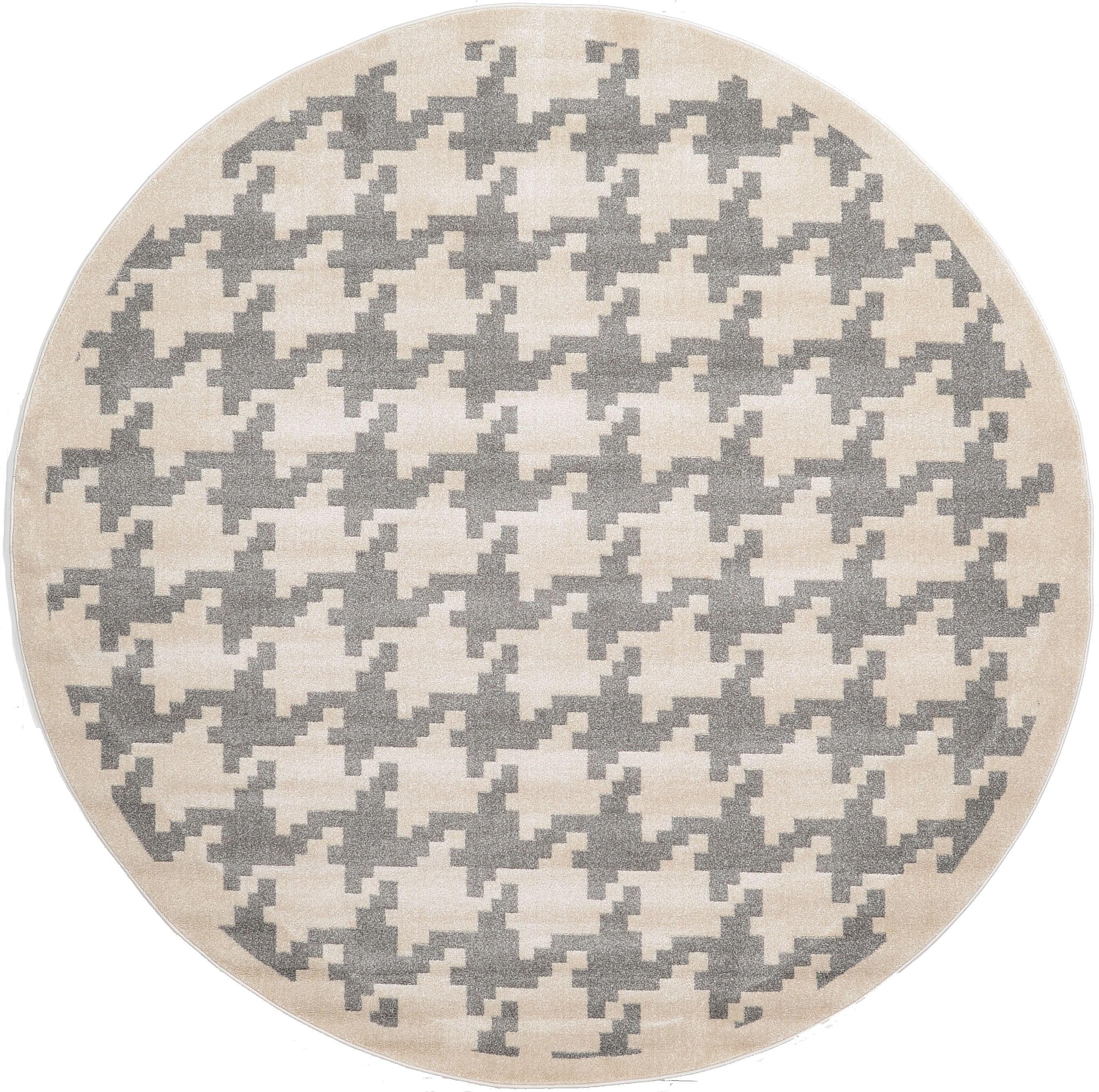 Gray 8' x 8' Houndstooth Round Rug eSaleRugs